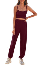Load image into Gallery viewer, Cropped Cami and Side Split Joggers Set
