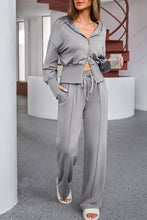Load image into Gallery viewer, Dropped Shoulder Hoodie and Drawstring Pants Active Set
