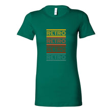 Load image into Gallery viewer, Green t-shirt with 'Retro' text design on a white background
