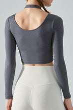 Load image into Gallery viewer, Halter Neck Long Sleeve Cropped Sports Top
