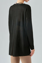 Load image into Gallery viewer, Round Neck Slit Sheer Tunic Sports Top
